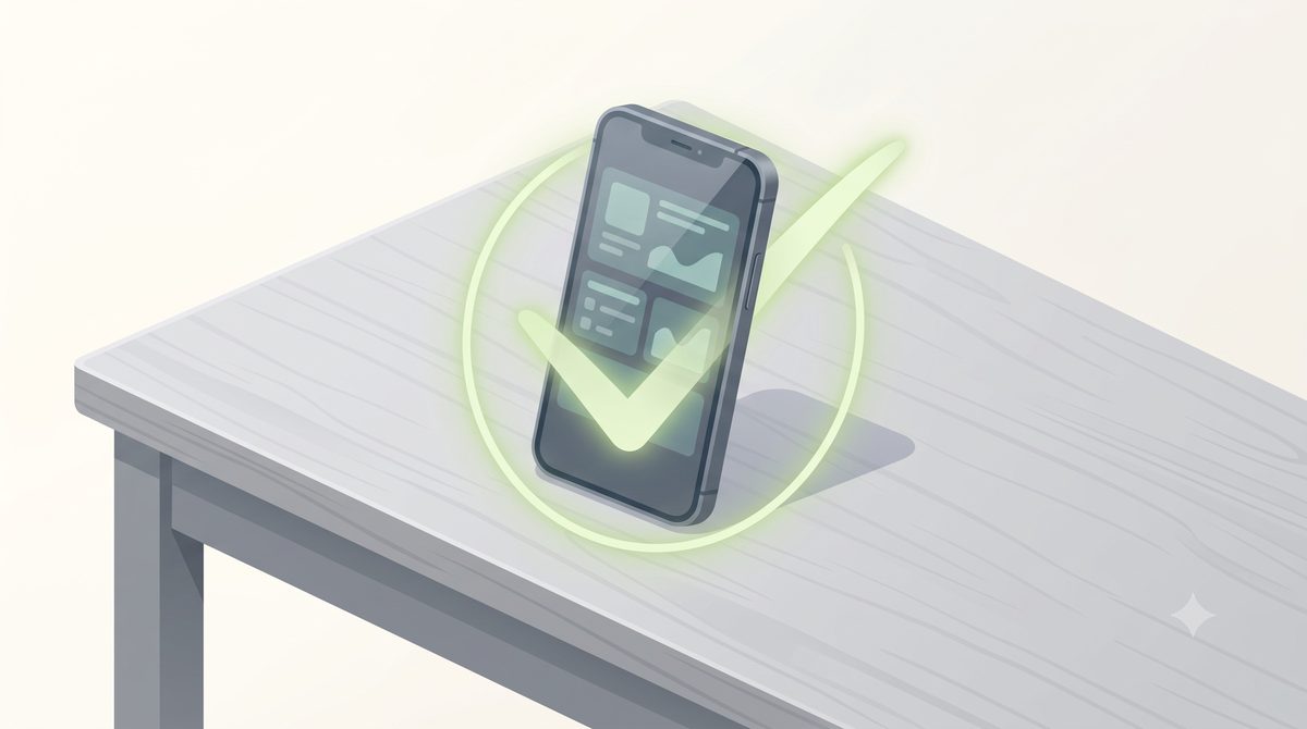Illustration of a repaired, working smartphone with a check mark