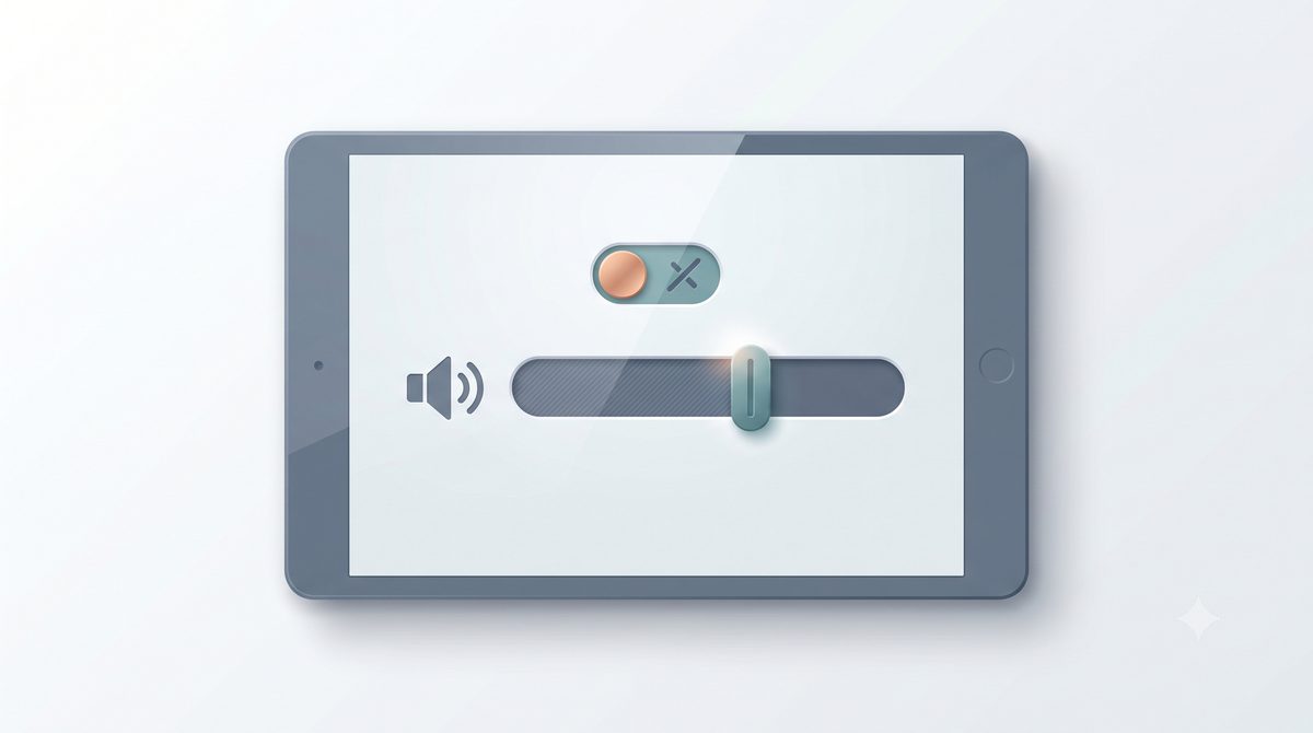 Illustration of checking sound settings on a tablet