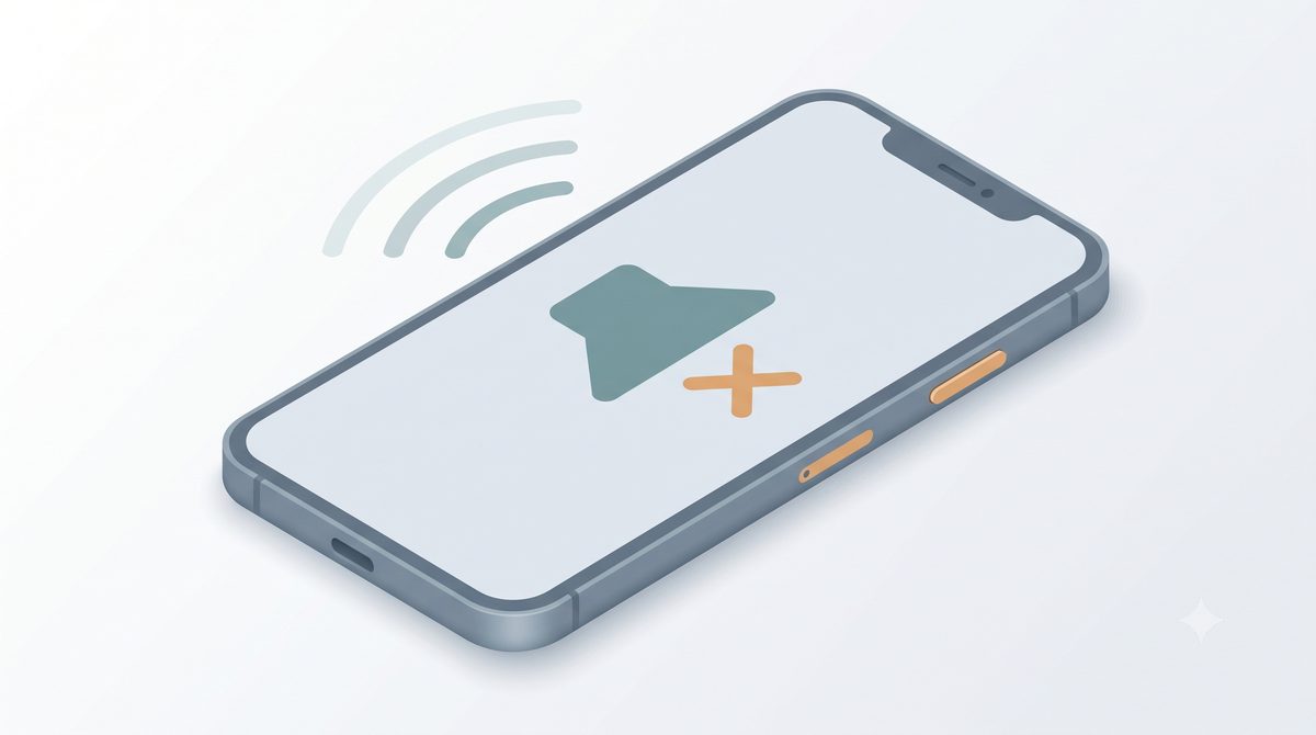 Illustration of a smartphone with a muted, crossed-out speaker symbol
