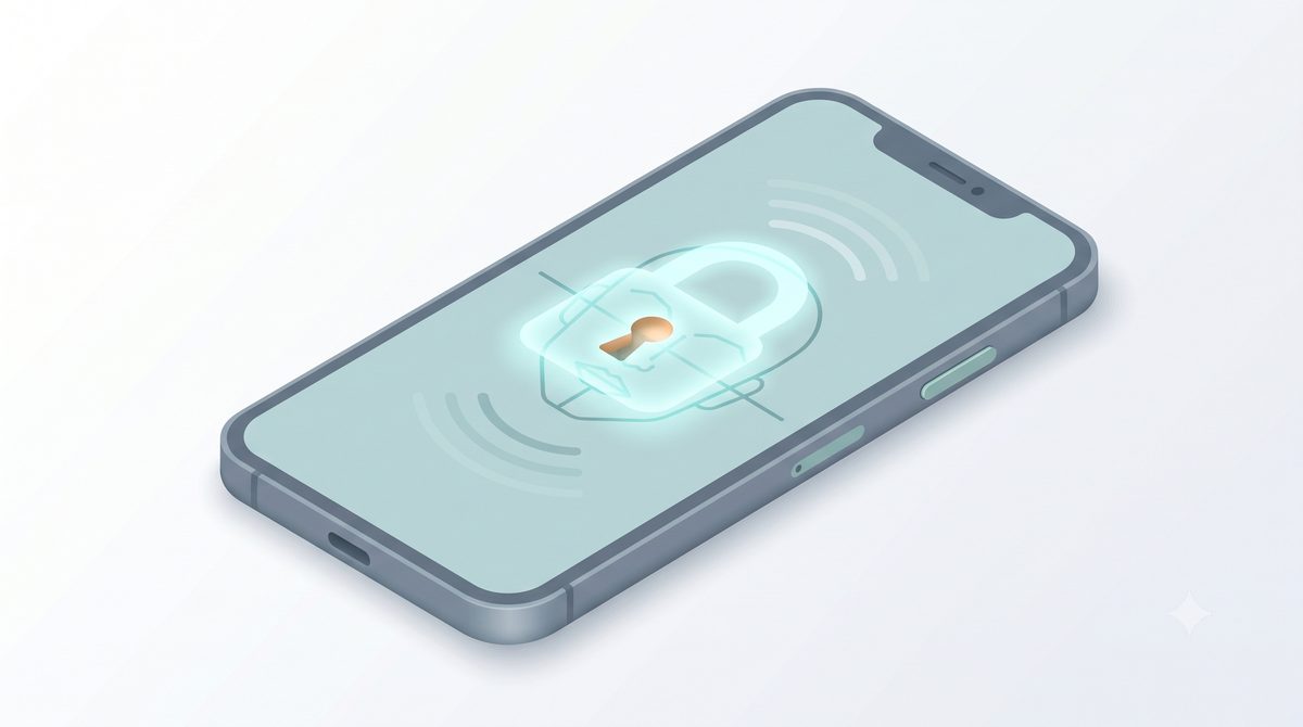Illustration of a smartphone with a shielded, secured cloud backup