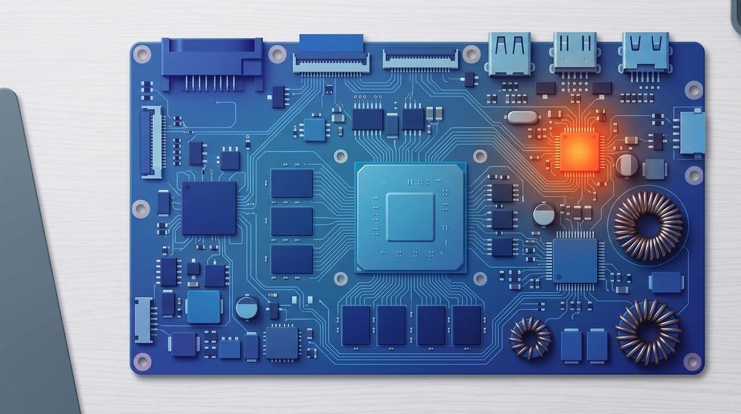 Illustration of locating a faulty component on a laptop motherboard with a thermal camera